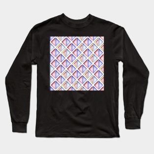 Geometric Pattern with 3d Effect, Rhombic Harlequin Motif Long Sleeve T-Shirt